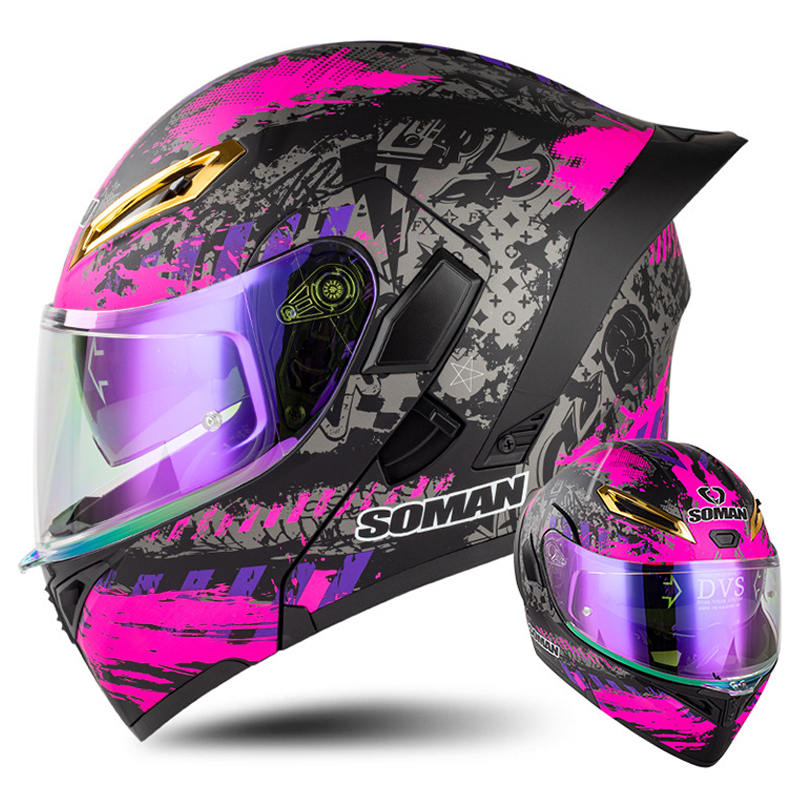 Full Face Motorcycle Helmet With Bluetooth - Punkt genehmigt Männer Motorrad Helm Doppel