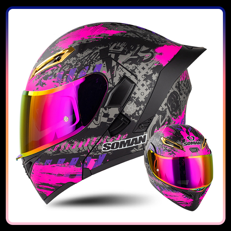 Modular Flip Up Motorcycle Helmet Dot Approved - Männer Frauen Motorrad Helme Integralhelm Bunte