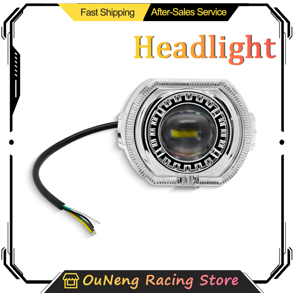 Universal Motorcycle Led Headlight Projector - 2,5-Zoll-LED-Motorrad-Scheinwerfer-Projektorlinse mit Dual-Halo-Engel-Dämonenauge, Fern-/Abblendlicht-Spotlight für Auto,