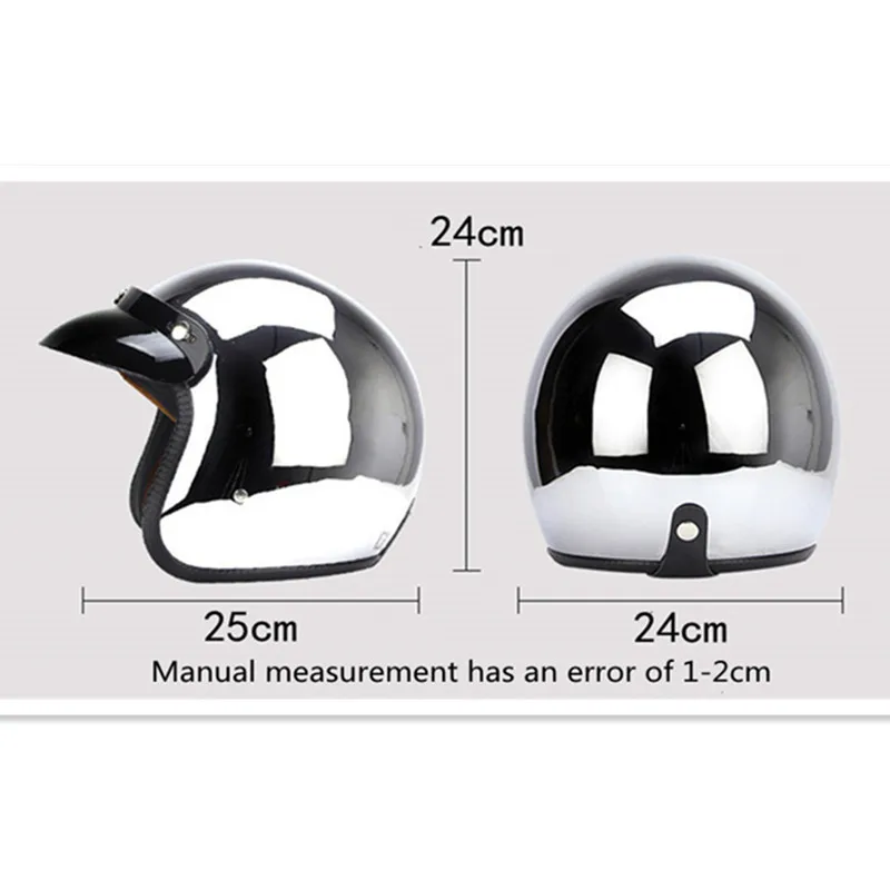 Spiegel Silber Chrom Motorrad  – Vintage Open Face Retro Helmet Bewertung und Preis
