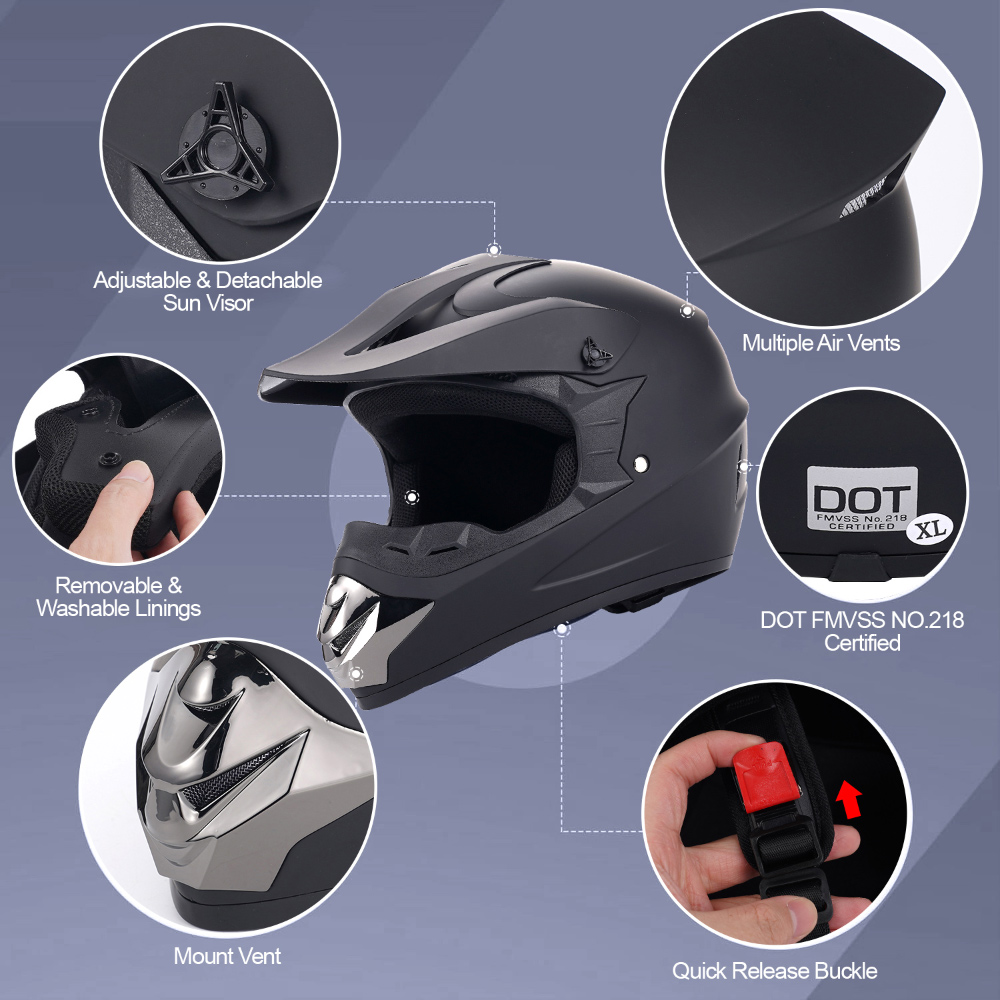 Offroad-Motorradhelm, vierteil – Off Road Motocross Helmet Goggles Set Bewertung und Preis