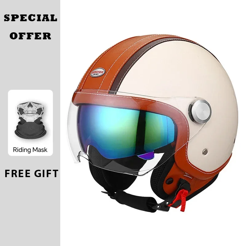 Vintage-Leder-Offenfahrhelm, M – Vintage Open Face Retro Helmet Bewertung und Preis