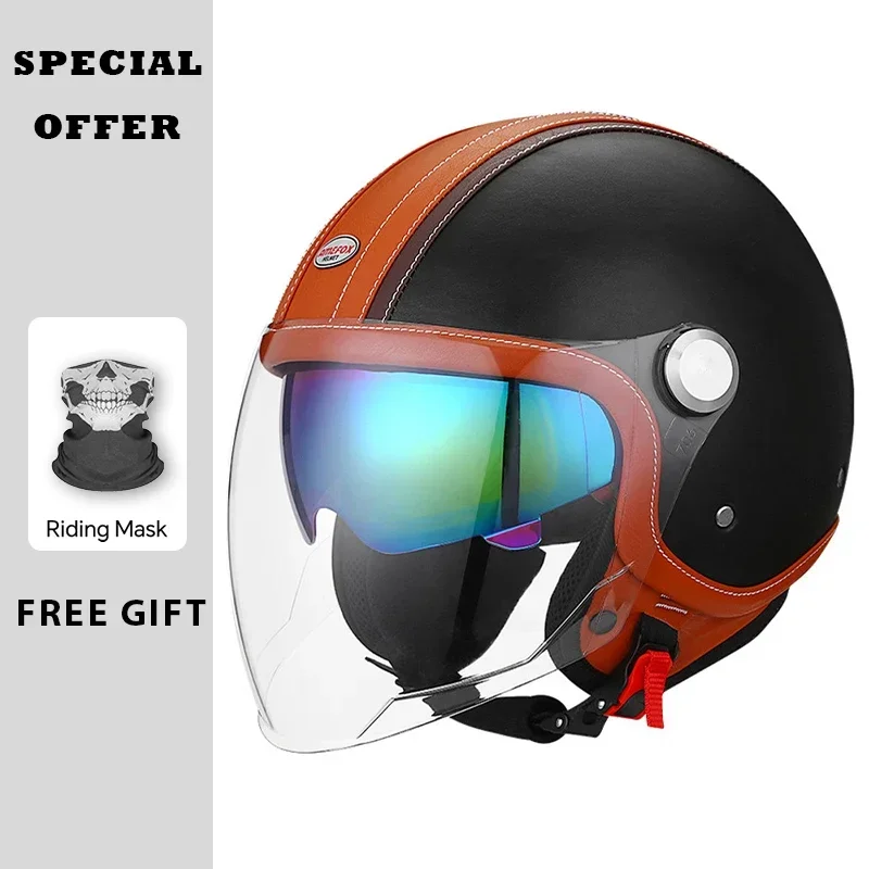 Vintage-Leder-Offenfahrhelm, M – Vintage Open Face Retro Helmet Bewertung und Preis